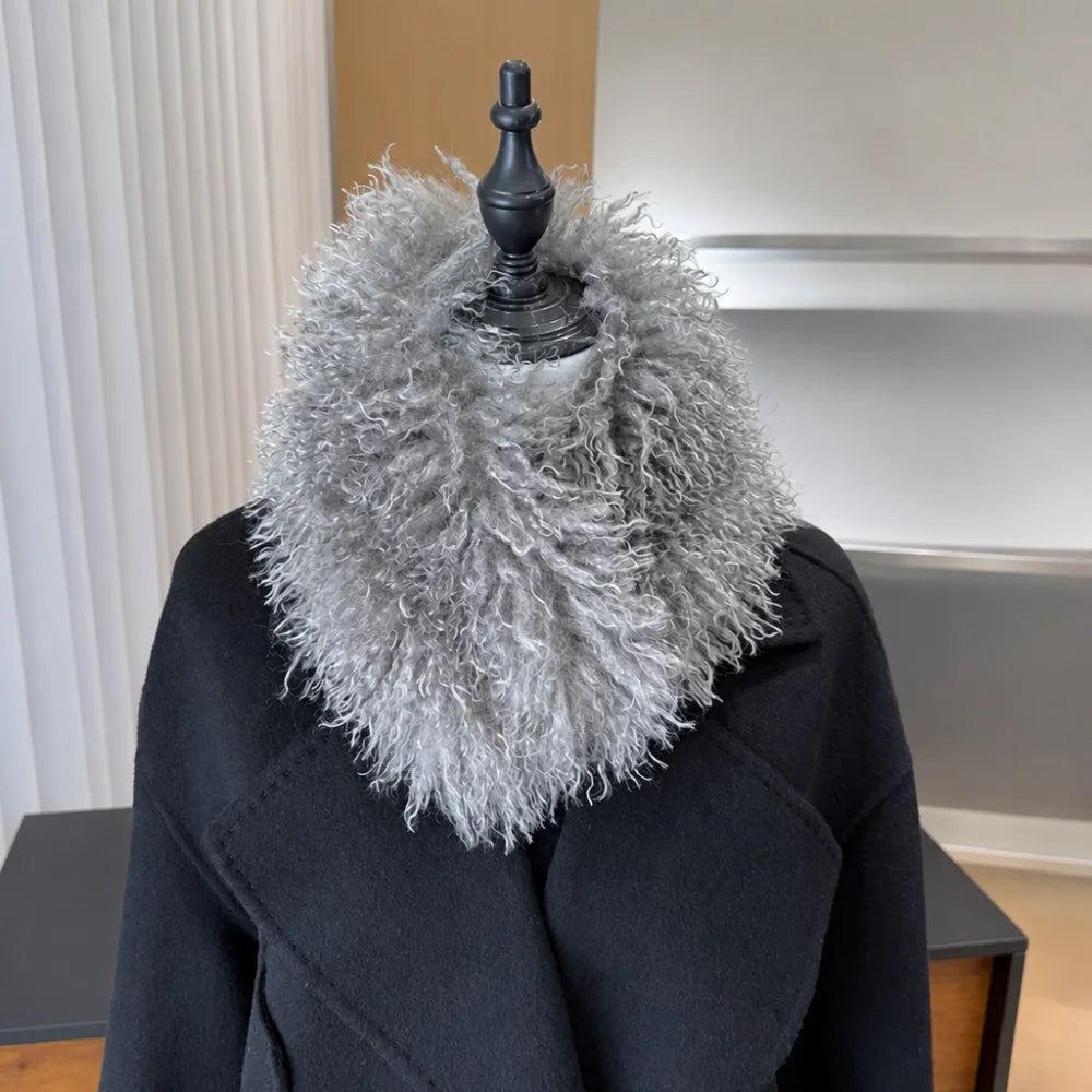 Women's Faux Fur Collar Scarf – Magnetic Snap Neck Warmer Faux Fur Collar Scarf Nixie Dark Grey