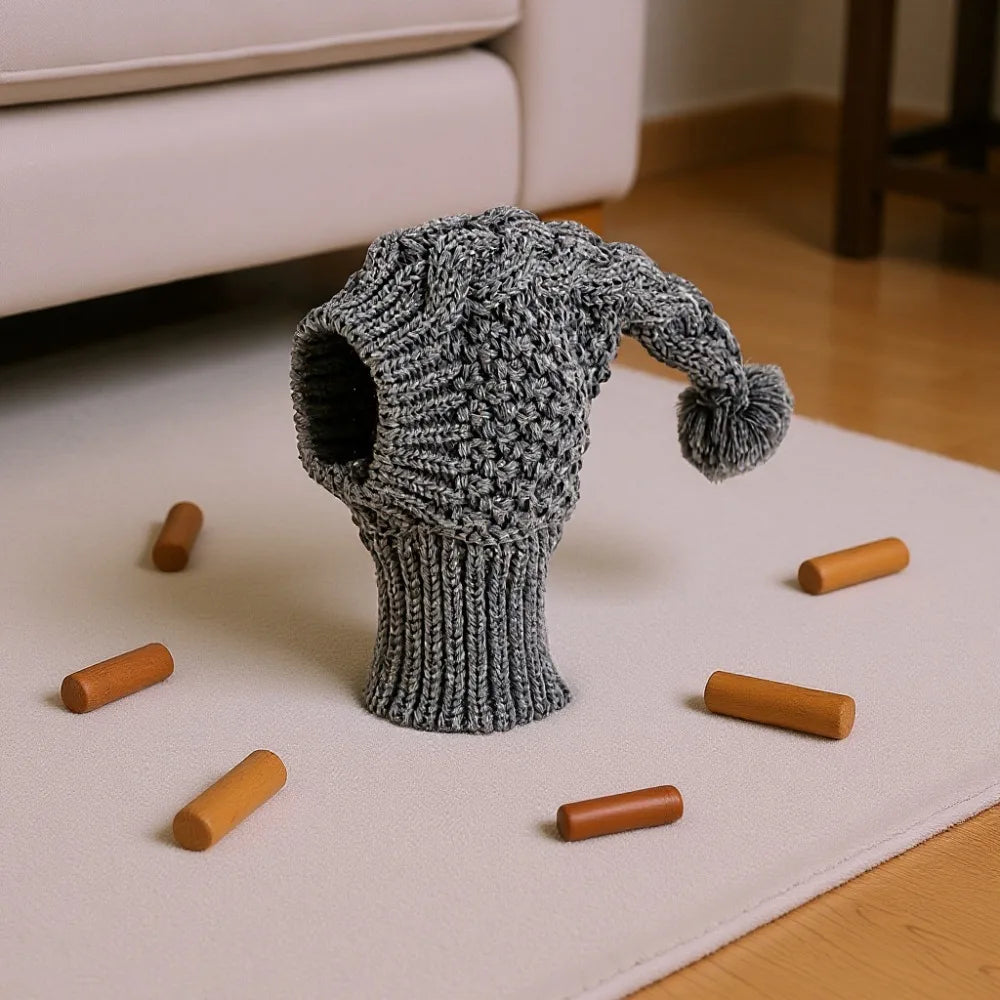 Knitted Dog Hat Yarn Puppy Hood Warm Ear Cover – S, M, L Dog Hat Nixie Grey S