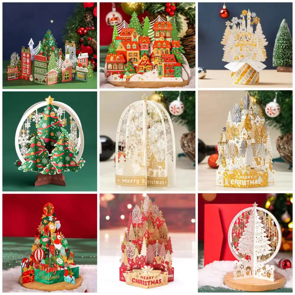 3D Pop-Up Christmas Greeting Card with Envelope – Gold Craft 3D Greeting Card Nixie