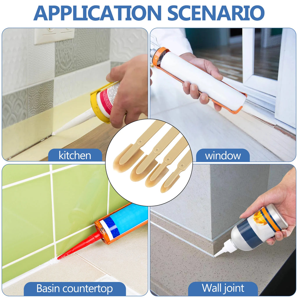 4-Piece Rubber Caulk Finishing Tool Kit – Reusable Caulking Set