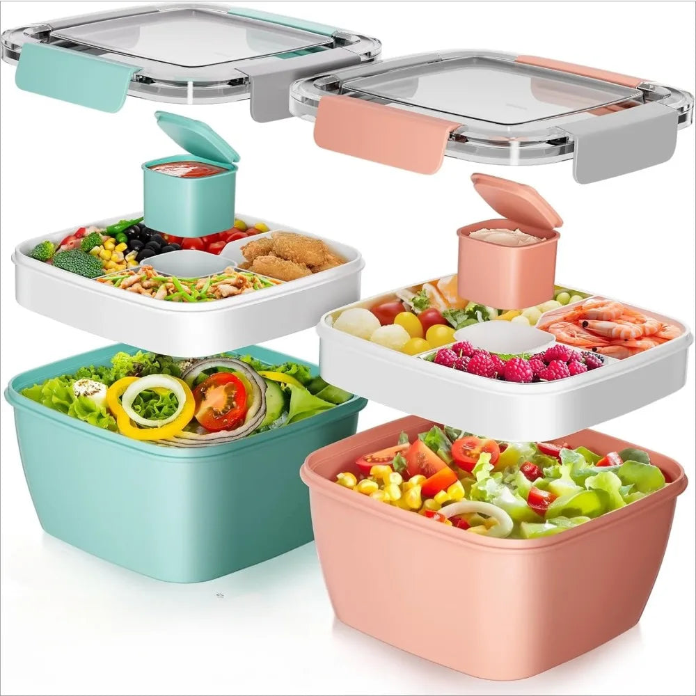 Portable Mesh Salad Bowl Lunch Box with Leak-Proof Dressing Cup Salad Lunch Container Nixie