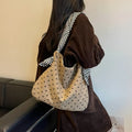 Korean Polka Dot Corduroy Tote Bag – Large Capacity