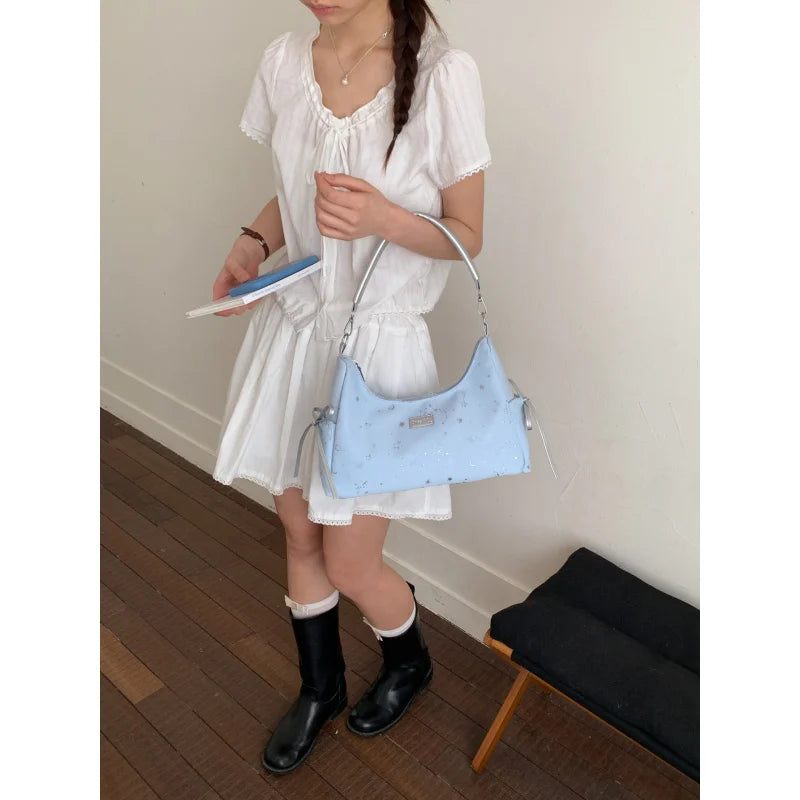 Korean-Style Blue Star Women's Large Tote & Crossbody Bag Women's Tote Bag Nixie