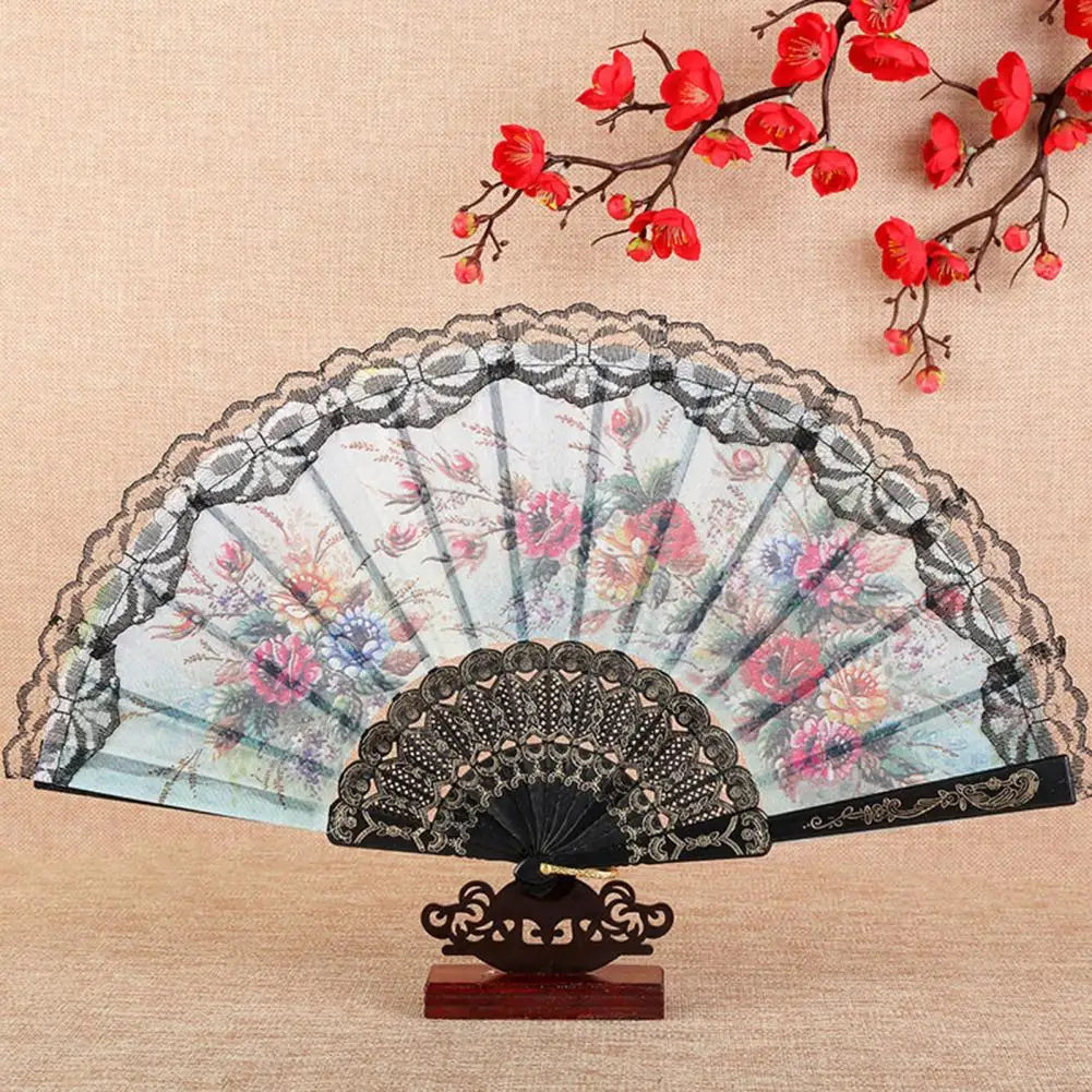 Vintage Lace Floral Folding Hand Fan – Wedding & Party Folding Hand Fan Nixie