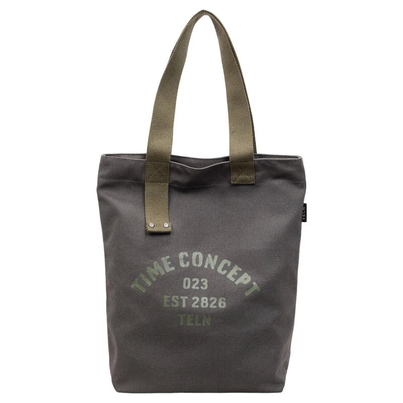Korean Canvas Crossbody Tote Bag – Letter Print Shoulder Bag
