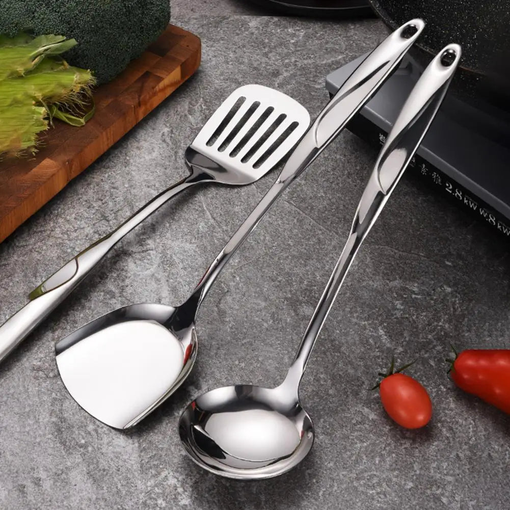 Stainless Steel Kitchen Utensils Set – Curved Handle Mirror Finish Kitchen Utensils Set Nixie