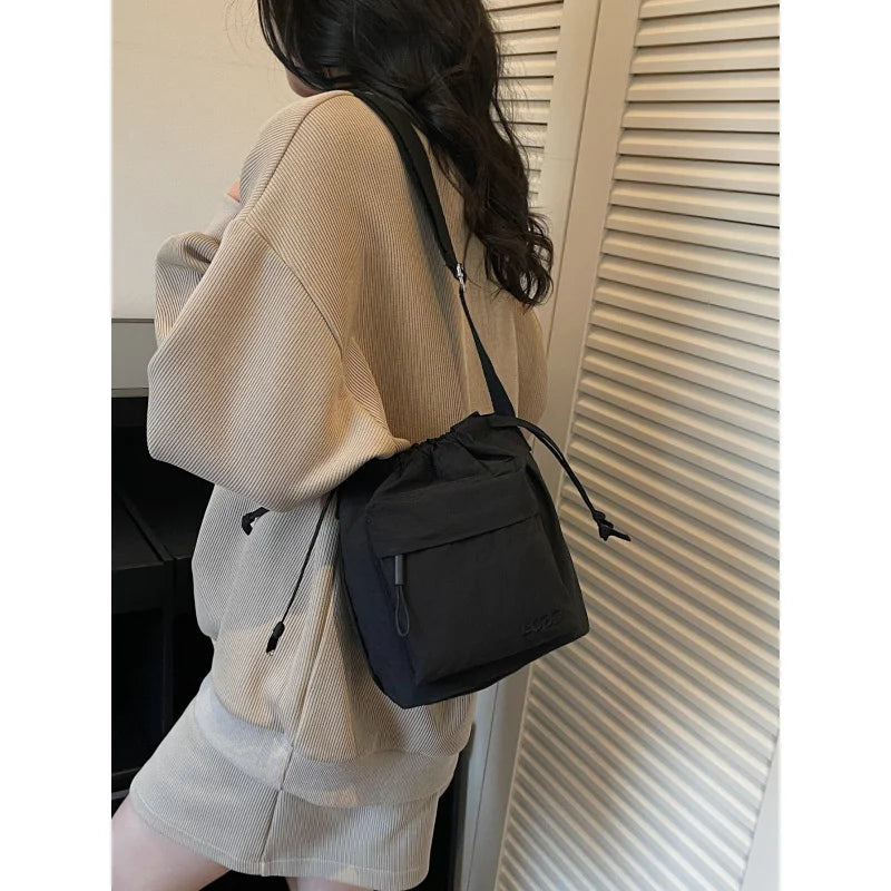 Nixie Lightweight Drawstring Bucket Bag – Crossbody Drawstring Bucket Bag Nixie
