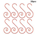 20Pcs S-Shape Metal Christmas Tree Ornament Hooks | Stainless Ornament Hooks Nixie Red 20Pcs