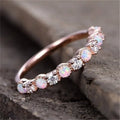 Rose Gold White Crystal Round Ring – Wedding Band Sizes 6–10 Fashion Ring Nixie WHITE 4