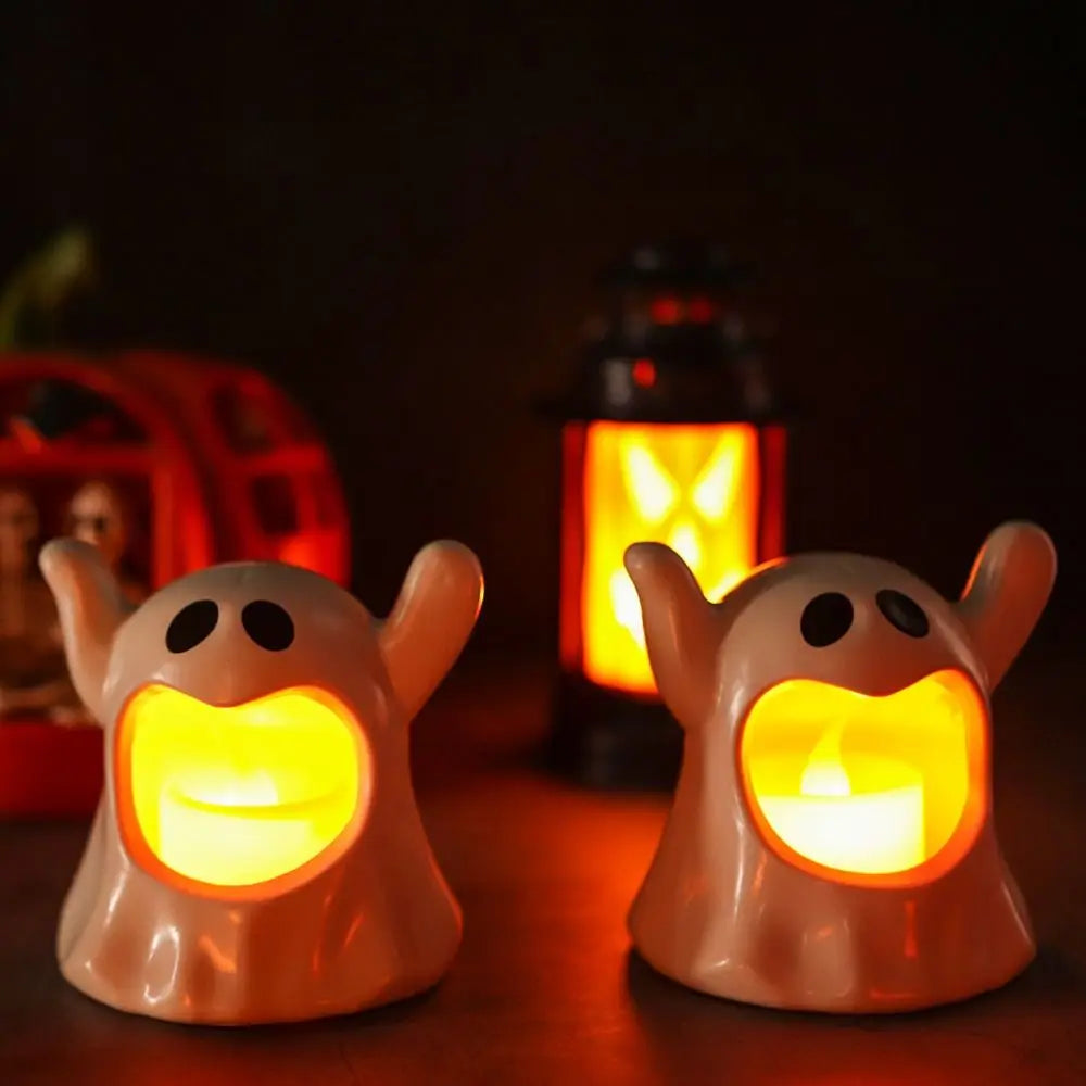 Halloween LED Electronic Candle Lights – Spooky Décor Pair
