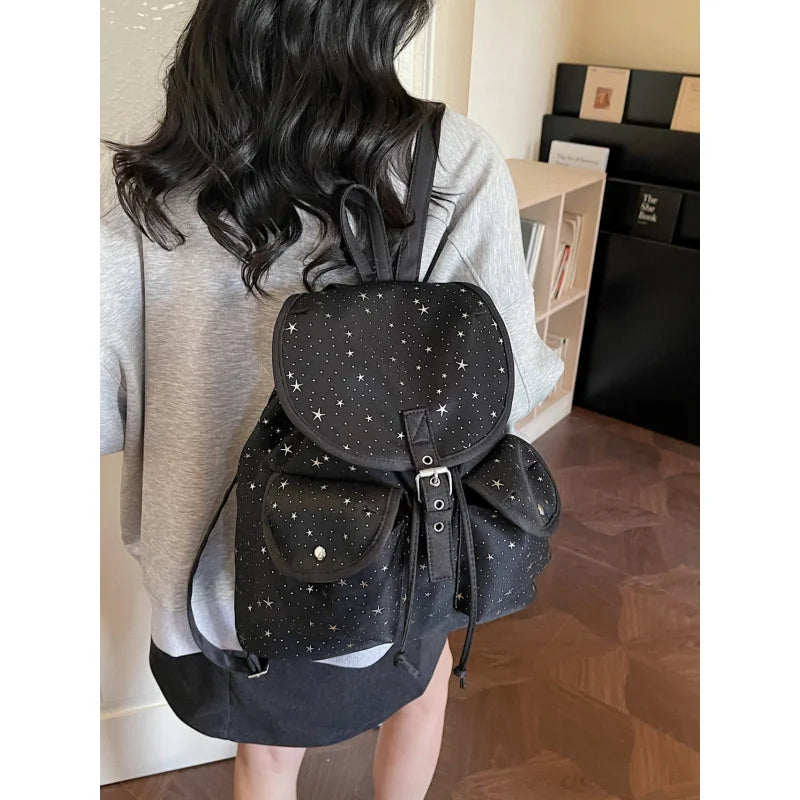 Star-Pattern Canvas Backpack – Women's Fashion College Bag Canvas Backpack Nixie