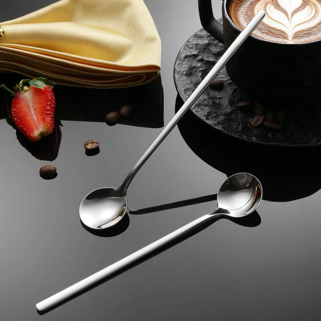 8-Piece Stainless Steel Long Handle Spoons – Ice Cream & Cocktail Kitchen Spoon Set Nixie