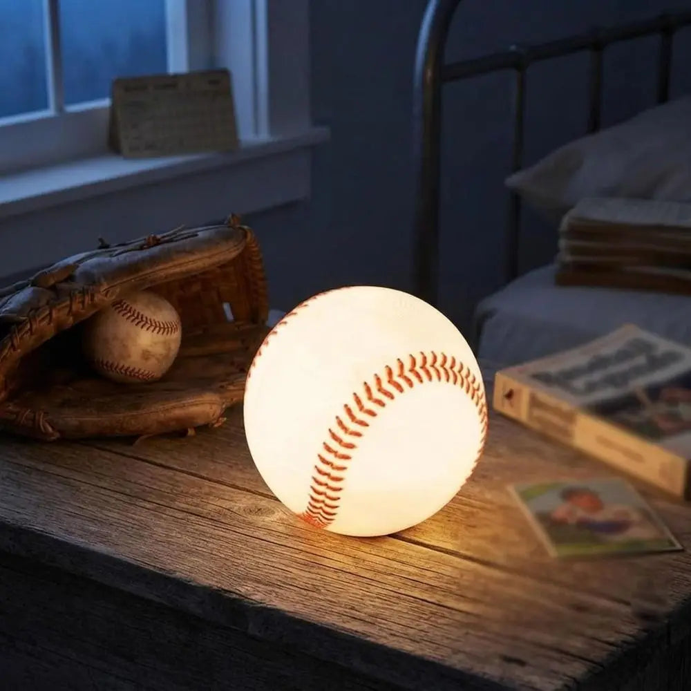 3D Softball Baseball Night Light Silicone LED Bedside Lamp