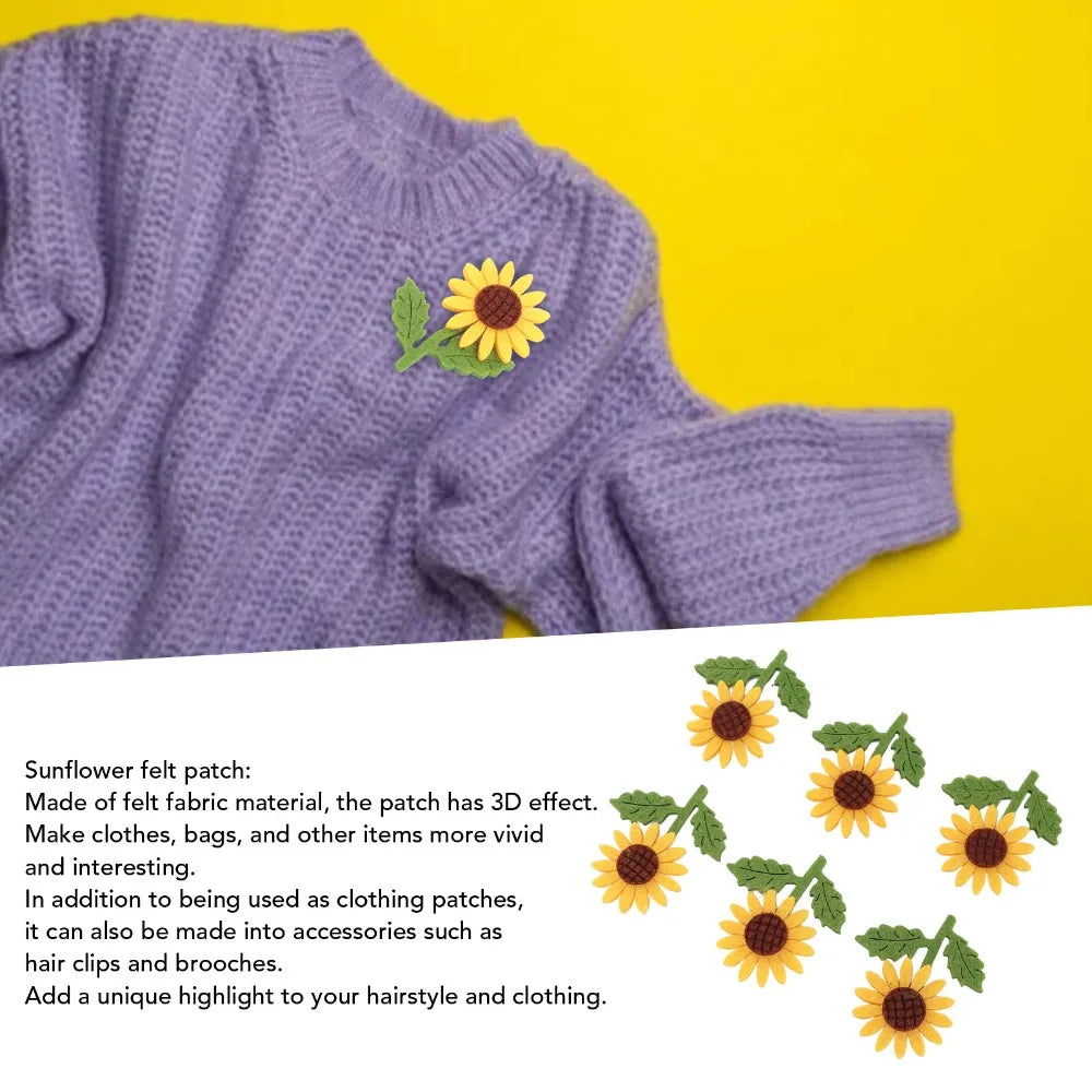 18pcs 3D Sunflower Felt Patches for DIY Sewing & Crafts Felt Craft Patches Nixie