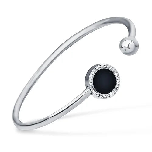Stainless Steel Crystal Cuff Bracelet – Women's Fashion Bangle