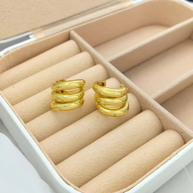 Nixie Copper Hoop Earrings – Glossy Geometric Fashion Jewelry Hoop Earrings Nixie