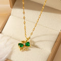 Green Gemstone Heart Petal Copper Pendant Necklace | Women Pendant Necklace Nixie XL1384 40cm