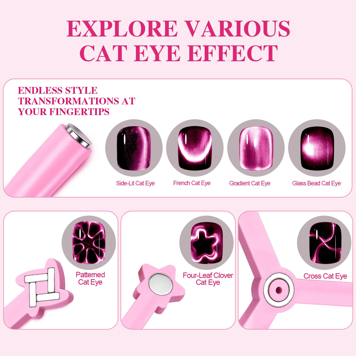 4-in-1 Cat Eye Nail Art Magnet Stick | Glass Bead Gel Tool Nail Art Magnet Tool Nixie