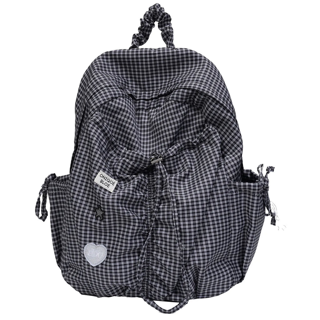 Nixie Korean Plaid Backpack – Large Capacity Lightweight Bag Plaid Backpack Nixie Black