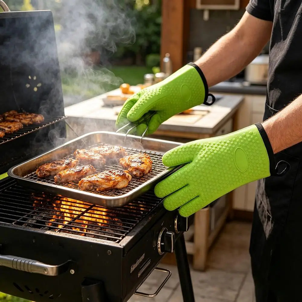 Silicone Oven Mitts Cotton Liner – Heat Resistant to 500°F Oven Mitts Nixie