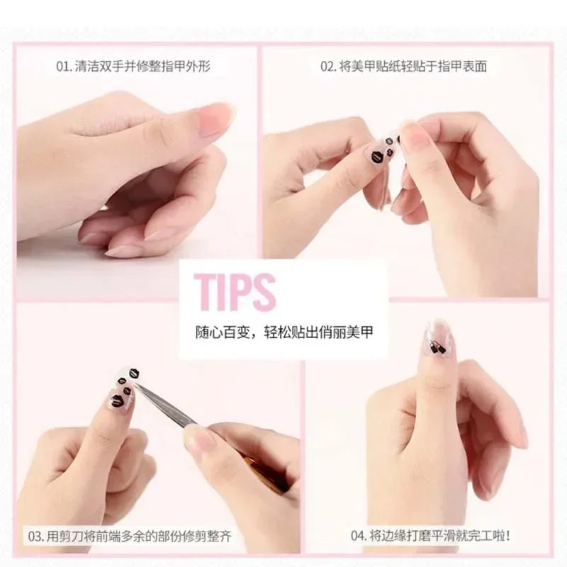 3D Cartoon Nail Decals – 3pcs Colorful Mixed Pattern Nail Stickers Nail Art Stickers Nixie