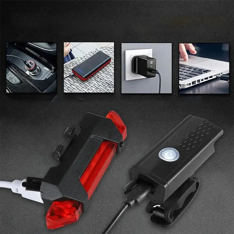 BUCKLOS LED Bike Lights Set USB Rechargeable Front & Rear Bicycle Light Set Nixie