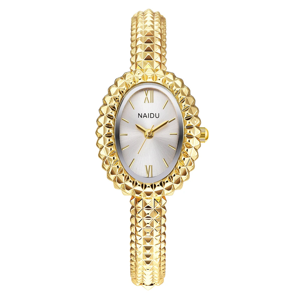 Women's Vintage Gold Bracelet Quartz Watch | Roman Numerals Bracelet Quartz Watch Nixie