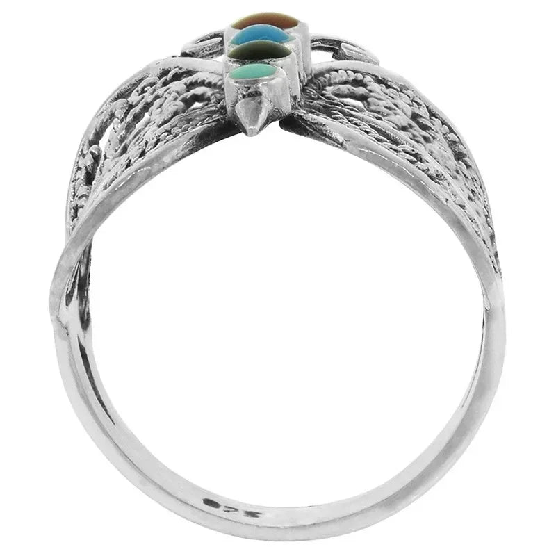 Women's Vintage Silver Butterfly Turquoise Art Deco Ring Sz 6–10 Fashion Ring Nixie