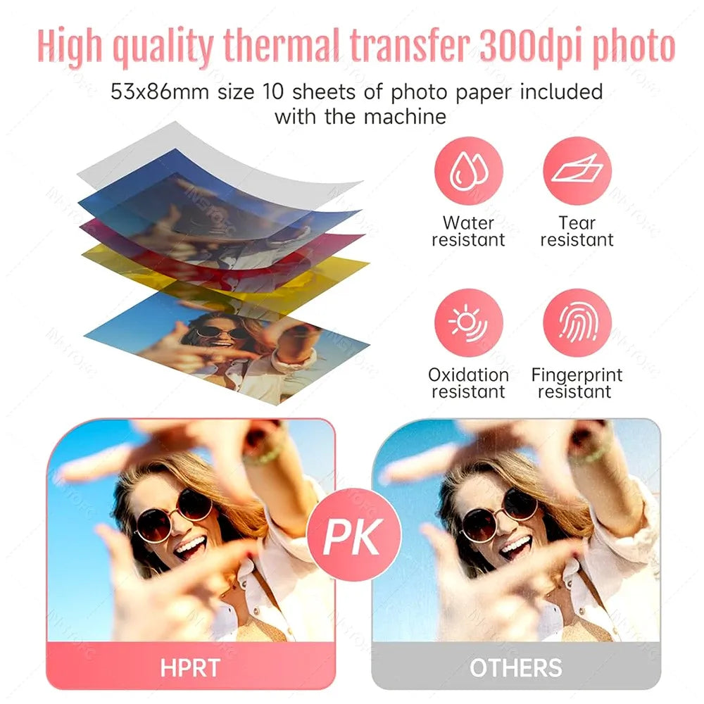 HPRT CP2100 2x3" Glossy Photo Paper & Ribbon – 20–60 Sheets Photo Printer Paper Nixie