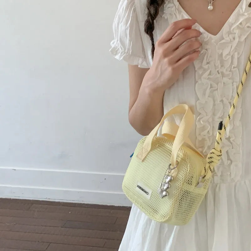 Nixie Japanese Lightweight Crossbody Mesh Phone Bag | Unisex Crossbody Phone Bag Nixie Yellow