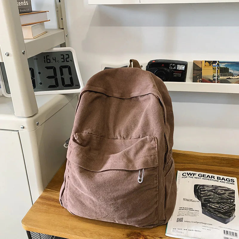 Large Canvas Backpack Unisex – Retro Minimalist College Bag