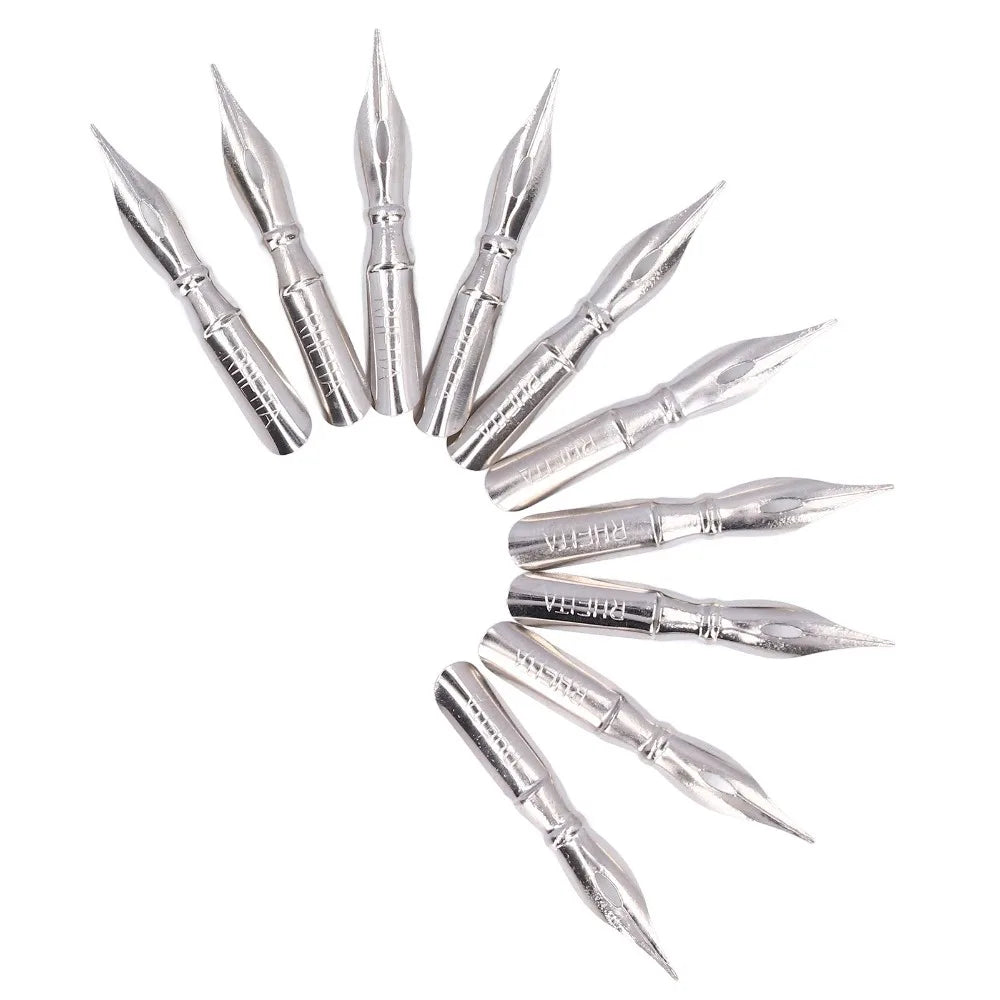 10PCS Metal Dip Pen Nibs – Replaceable Calligraphy Nibs Set Calligraphy Pen Nibs Nixie Flower Blue Tips