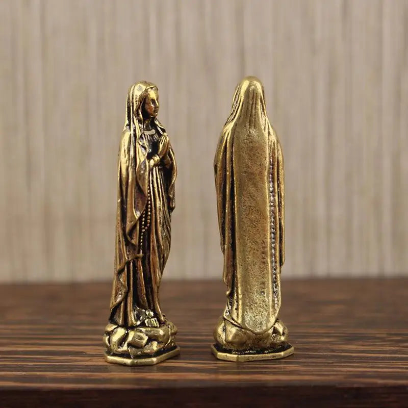 Brass Virgin Mary Figurine Pendant – Vintage Religious Keepsake Religious Figurine Pendant Nixie