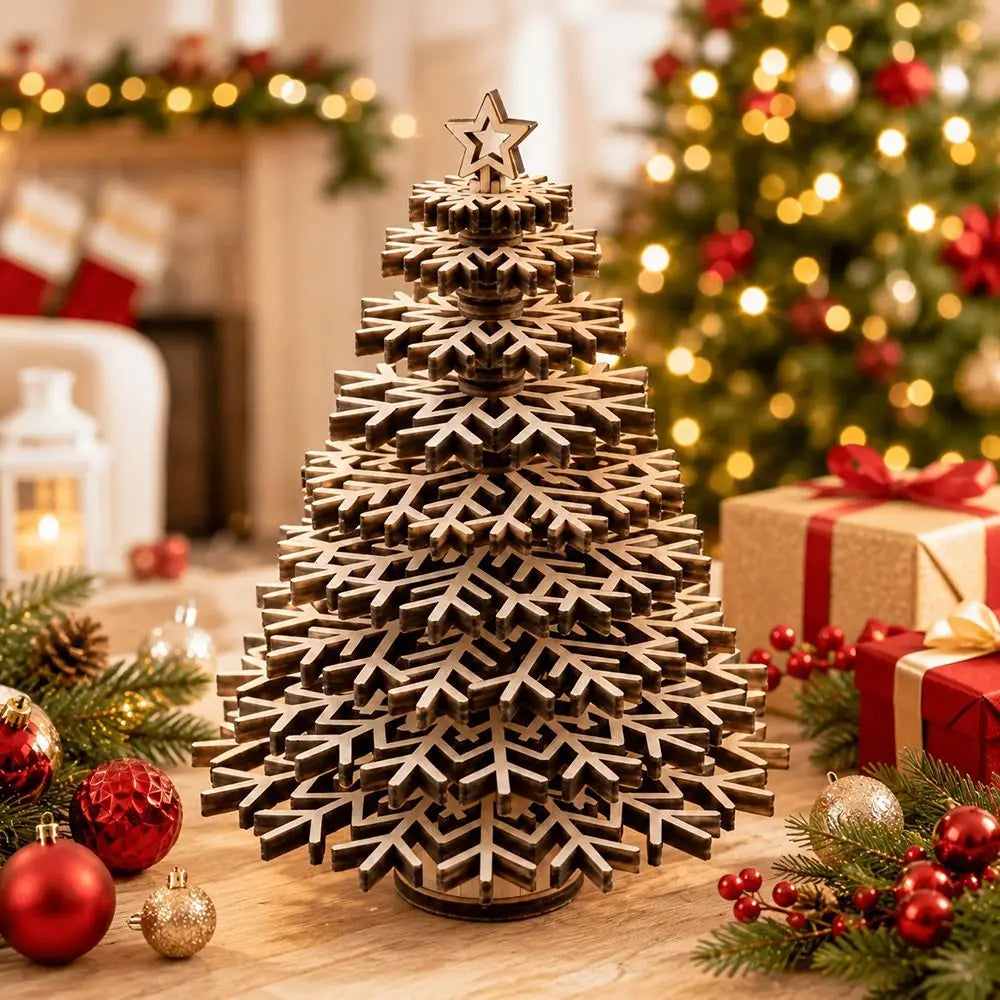 DIY Wooden Christmas Tree Ornament with Snowflake Plate Christmas Tree Ornament Nixie