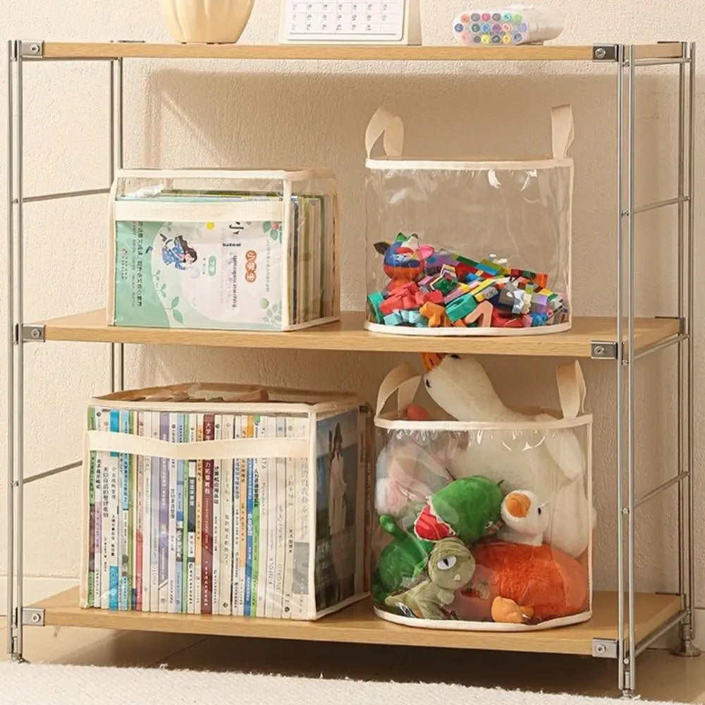 PVC Transparent Storage Basket with Handle – Large Capacity Storage Basket Nixie