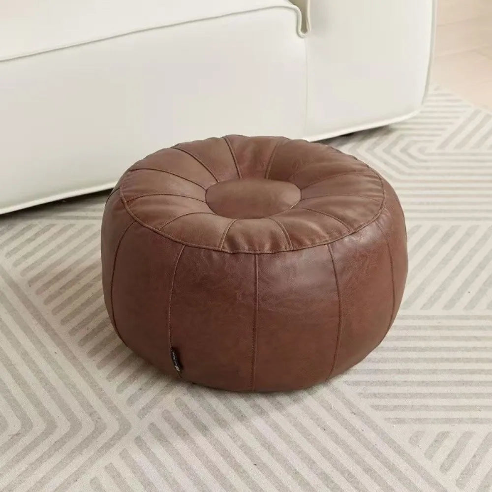 PU Leather Round Storage Ottoman Bench – Modern Home Pouf Storage Ottoman Bench Nixie