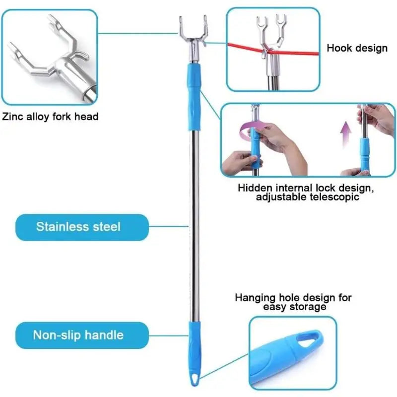 Telescopic Clothes Drying Pole – Adjustable Laundry Fork 83–143cm