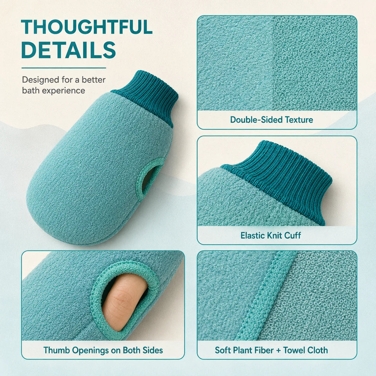 Exfoliating Body Scrub Mitt – Deep Cleansing Loofah Glove Body Scrub Mitt Nixie