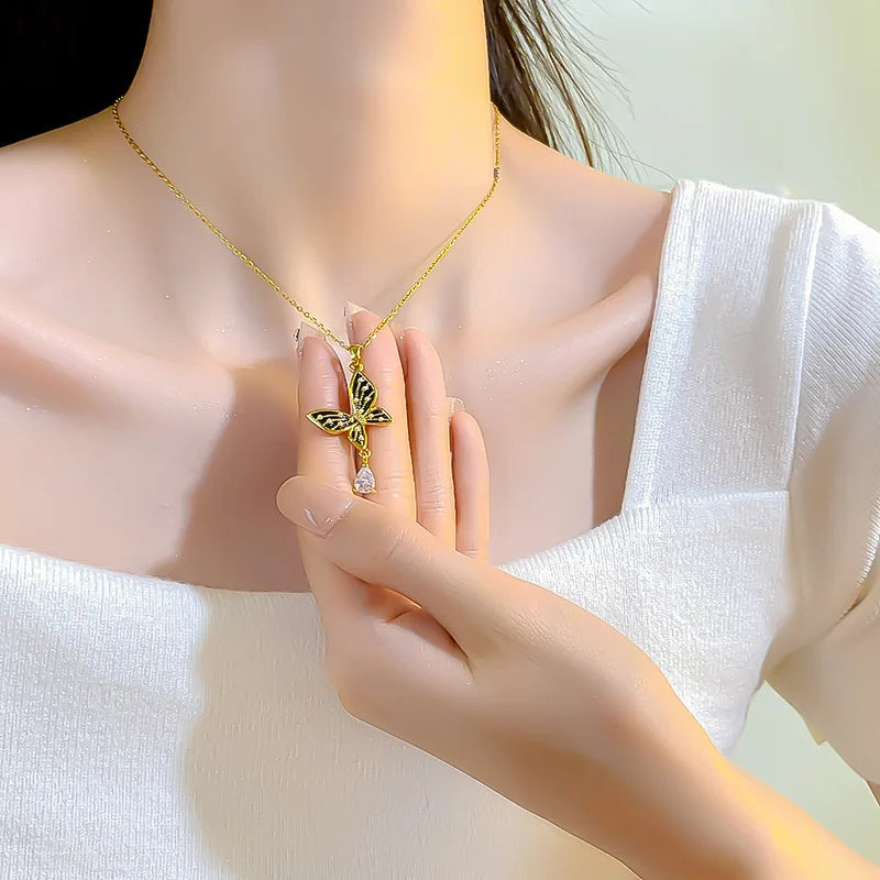 Pearl Butterfly Tassel Pendant Necklace – Women's Clavicle Chain Pendant Necklace Nixie