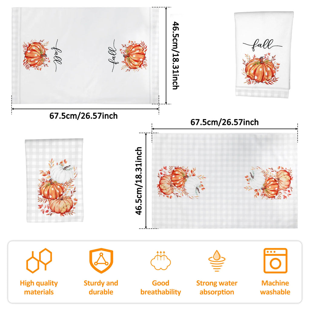 2-Pack Fall Pumpkin Microfiber Kitchen Dish Towels | Autumn