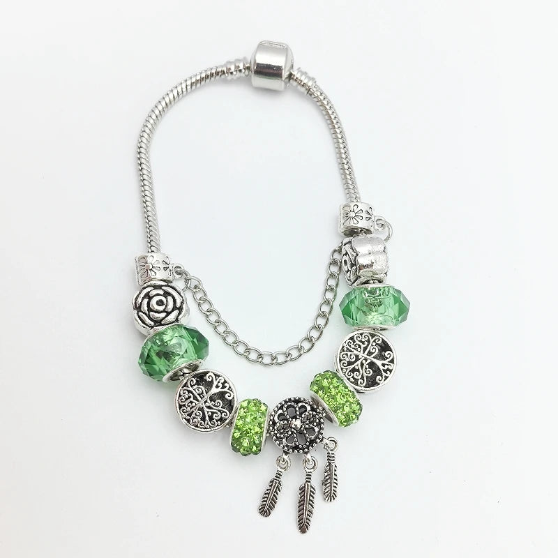 Crystal Bracelet Flower Tree Dream Catcher Tassel Beads Fashion Bracelet Nixie