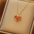 Maple Snowflake Gold Plated Pendant Necklace | Stainless Steel