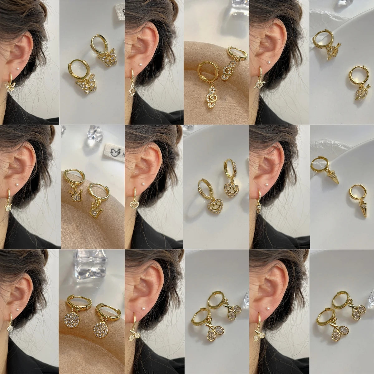 Sparkling Zircon Hoop Drop Earrings – 14K Gold Plated Women Drop Hoop Earrings Nixie