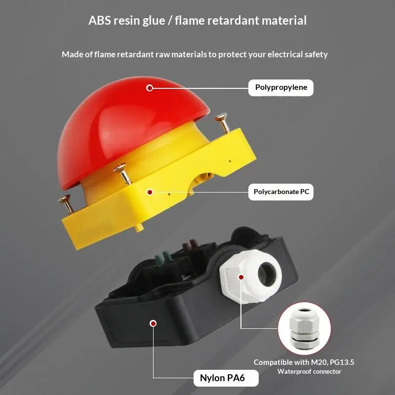 IP65 Mushroom Head Emergency Stop Button Switch 1NO Industrial