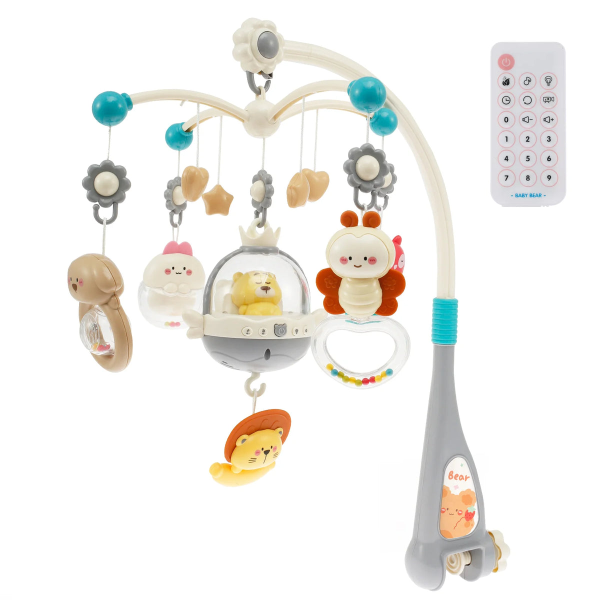 Baby Crib Mobile with Music, Lights & Remote Control Baby Crib Mobile Nixie light gray
