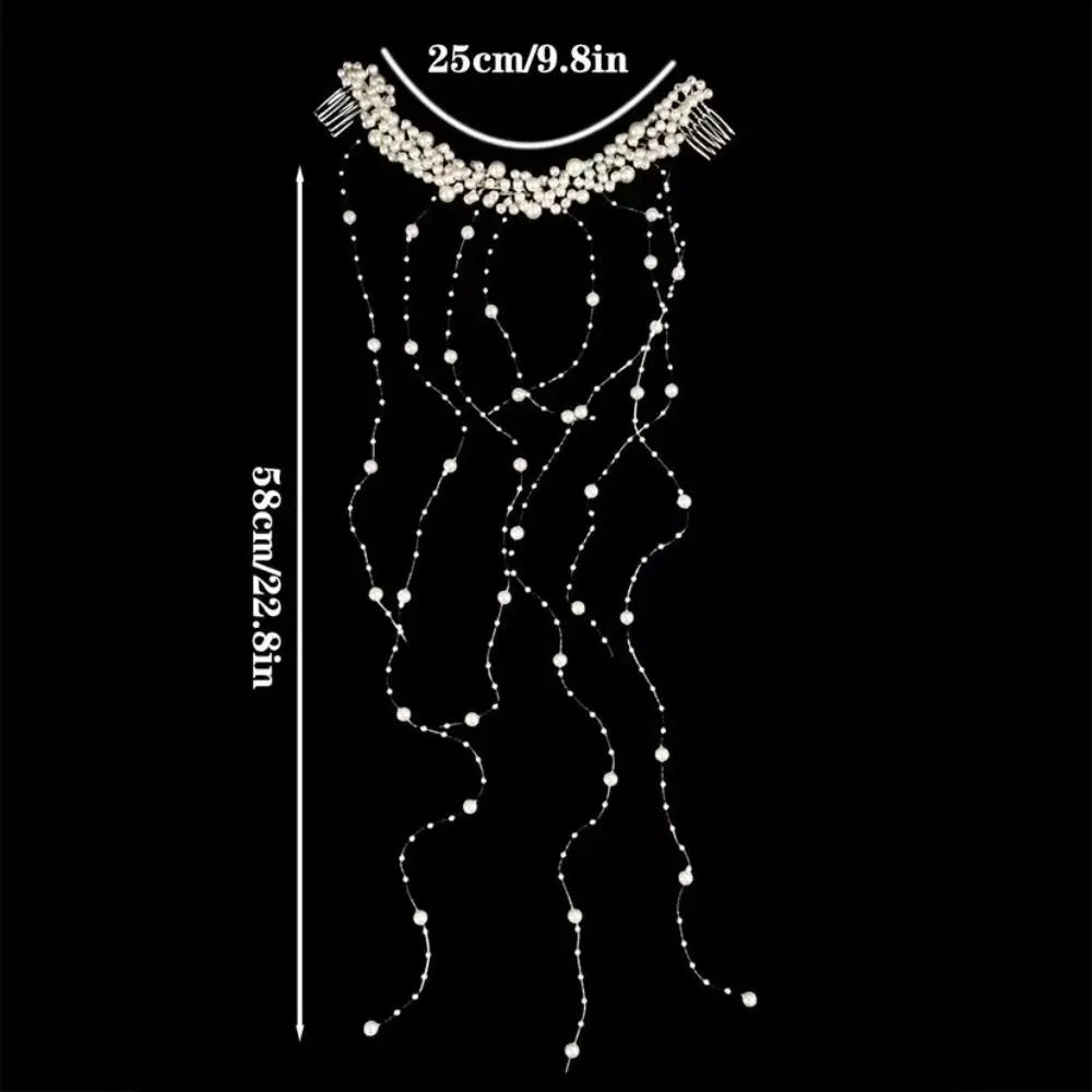 Elegant Bridal Pearl Hair Comb with Tassel & Bead Accents Bridal Hair Comb Nixie