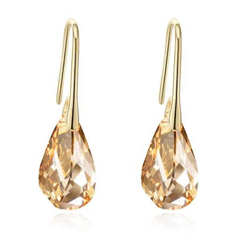 Gold Helix Crystal CZ Drop Earrings for Women | Nixie Crystal Drop Earrings Nixie