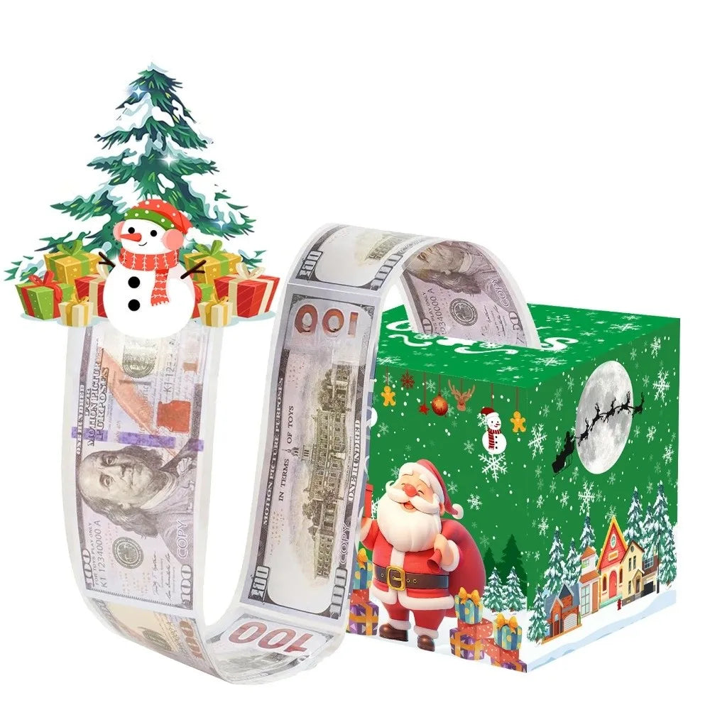 Christmas Pull-Out Money Box with 50 Transparent Bags – Surprise Gift Surprise Gift Box Nixie F