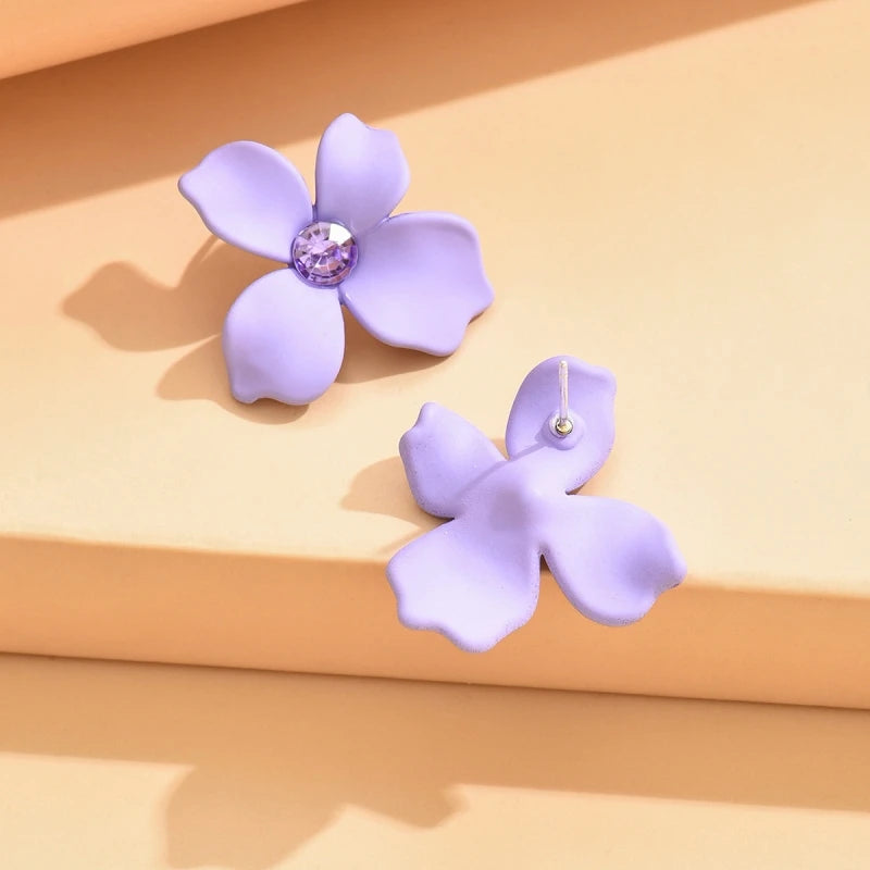 Colorful Flower Dangle Earrings – Acrylic & Rhinestone Studs Fashion Earrings Nixie