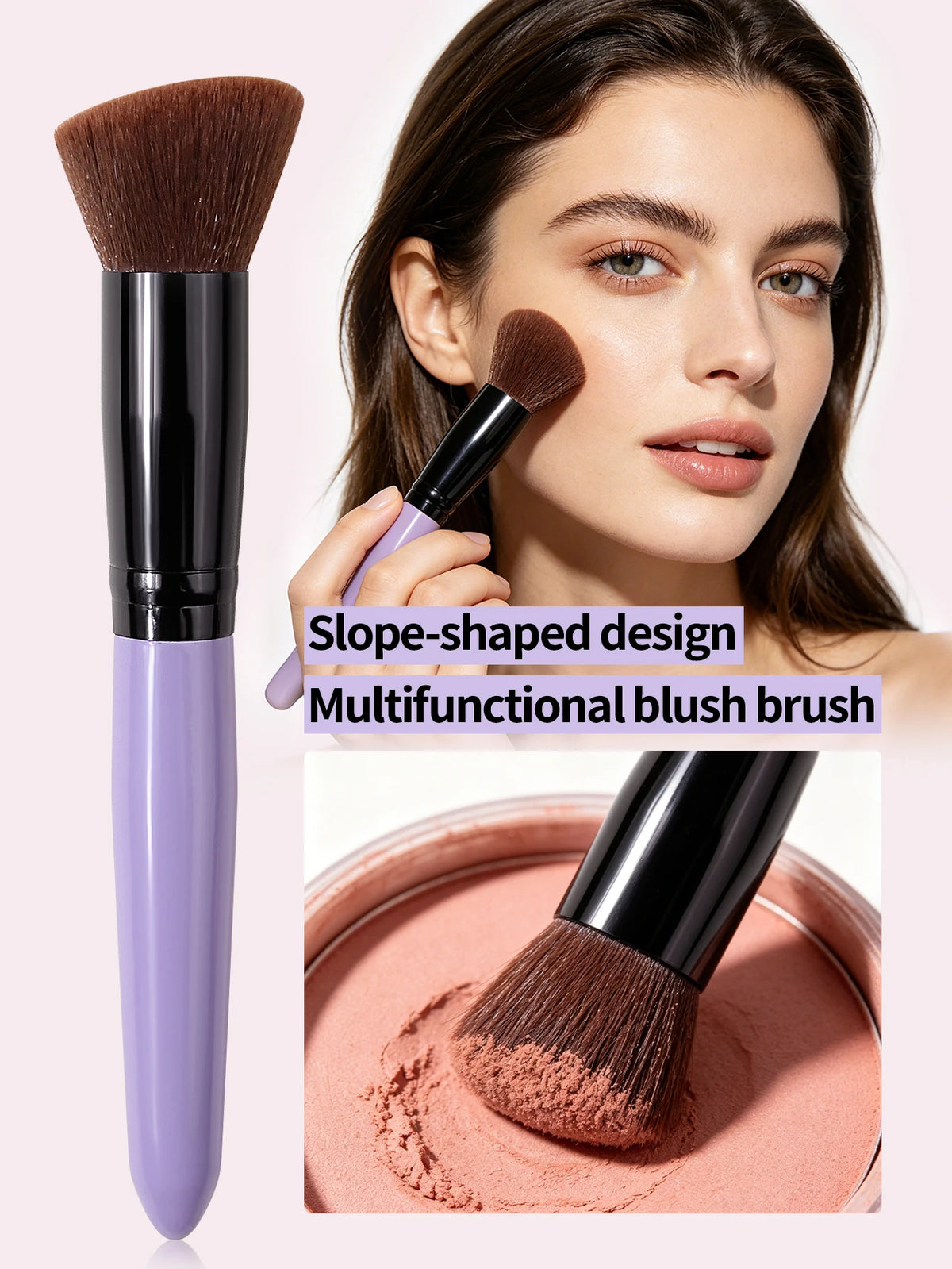 Angled Blush Contour Makeup Brush – Soft Fluffy Synthetic Hair Makeup Brush Nixie